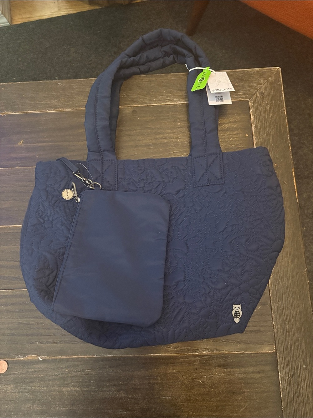 Sakroots Quilted Navy Tote with Matching Wristlet